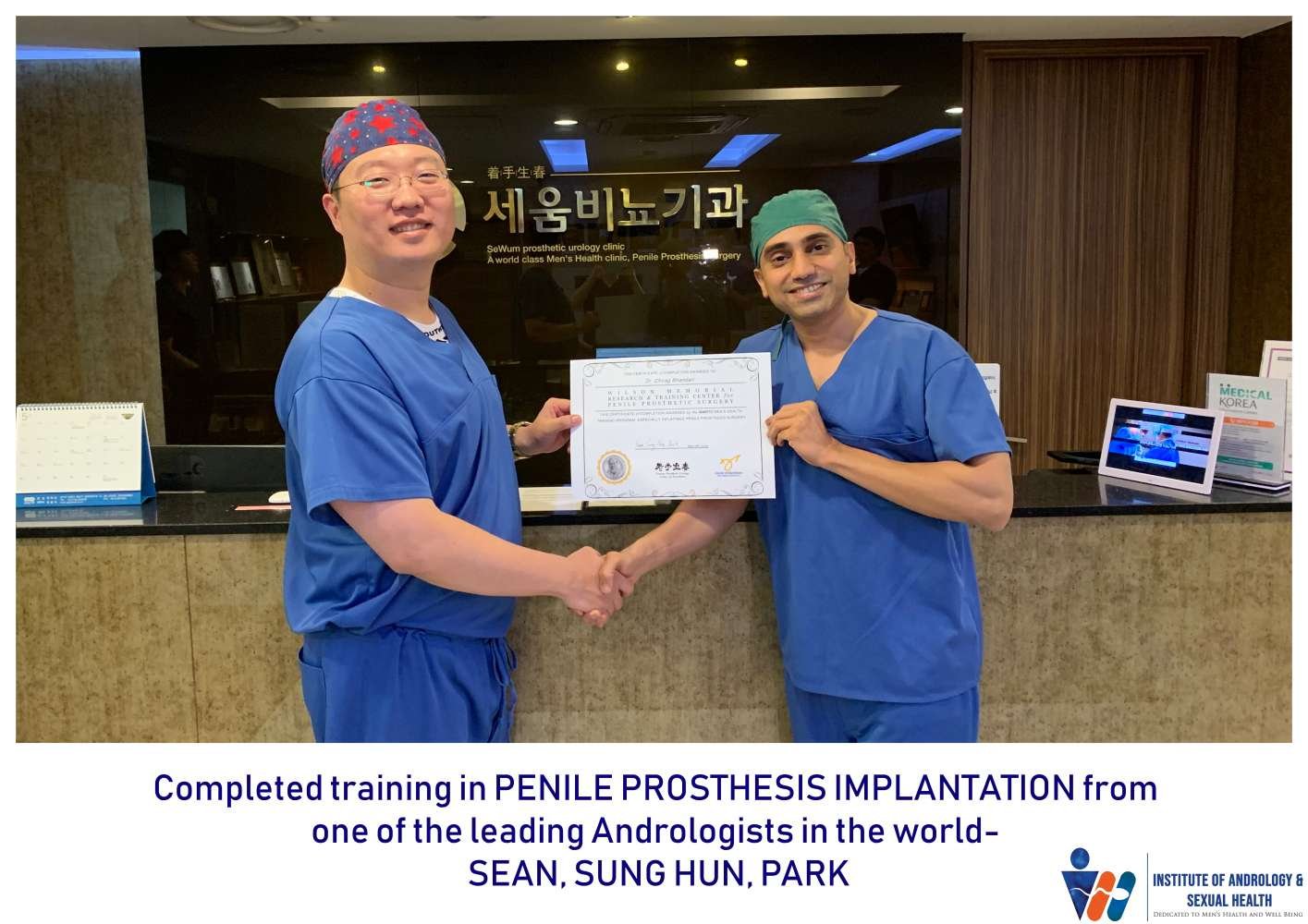 Completed training in Penile Prosthesis Implantation from Sean, Sung Hun, Park