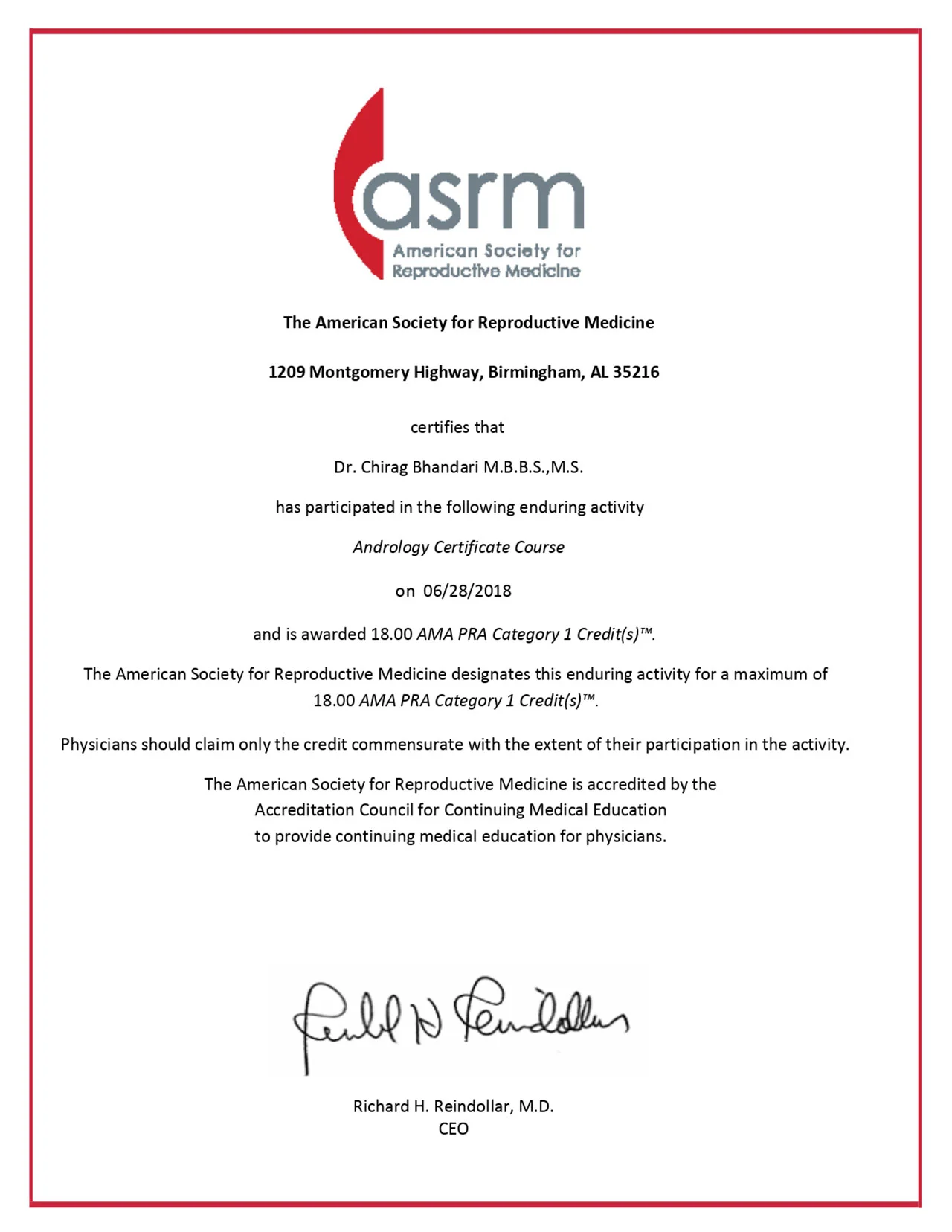 ASRM-certificate