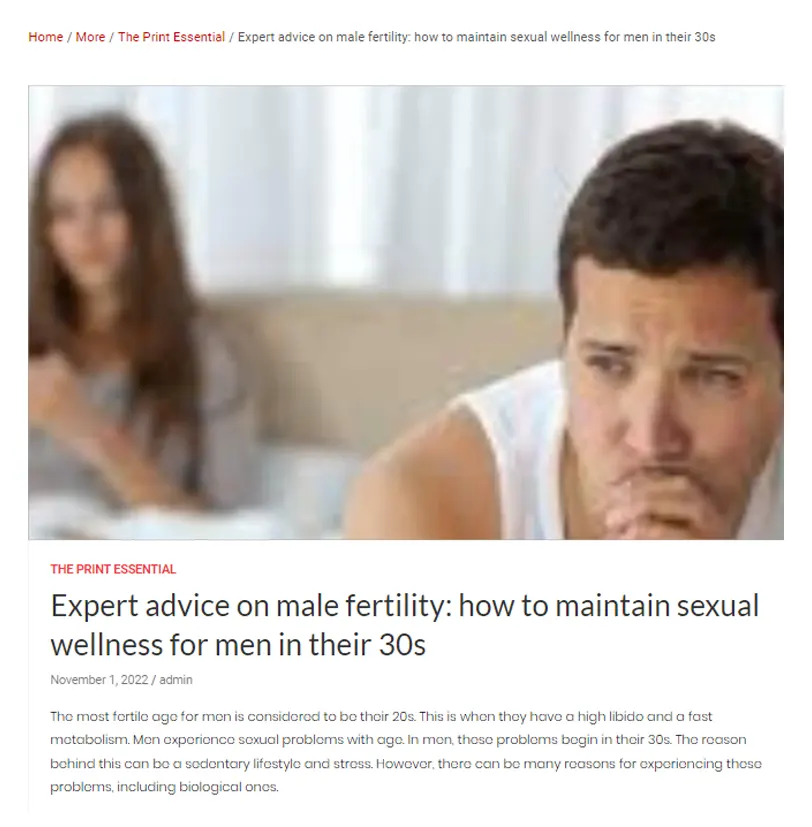 Expert advice on male fertility: how to maintain sexual wellness for men in their 30s