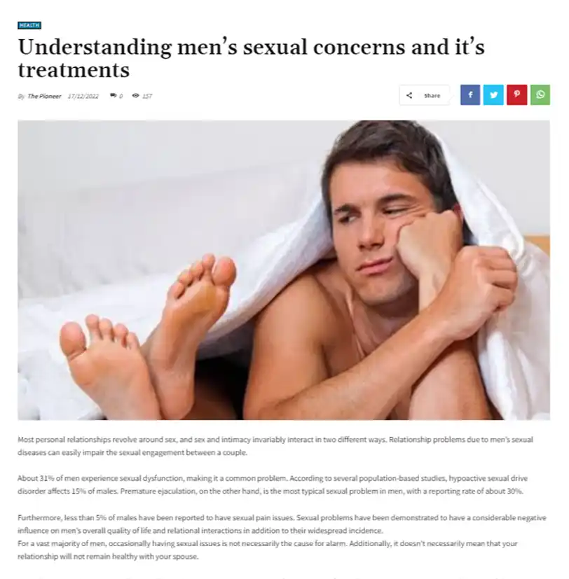 Understanding men’s sexual concerns and it’s treatments
